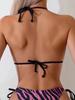 2025 Zebra Stripe Halter Bikini Three-Piece Swimsuit