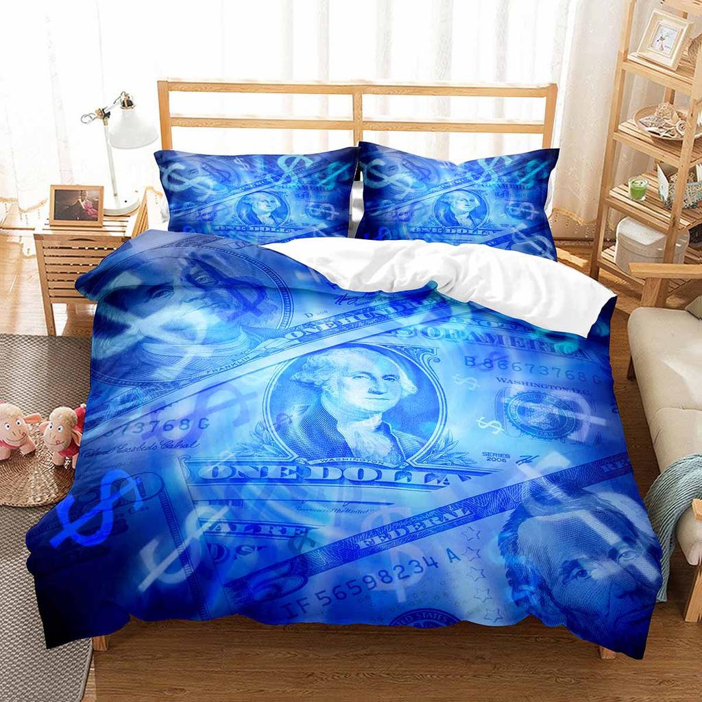 Комплект постельного белья 3D Modern с принтом в виде доллара, пододеяльник, яркий, 2/3 предмета, денежный узор, забавный размер King Queen