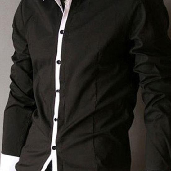 Осенне-весенняя мужская рубашка с отложным воротником, однобортная, контрастного цвета, приталенный кардиган с длинными рукавами и пуговицами, повседневная одежда средней длины, топ