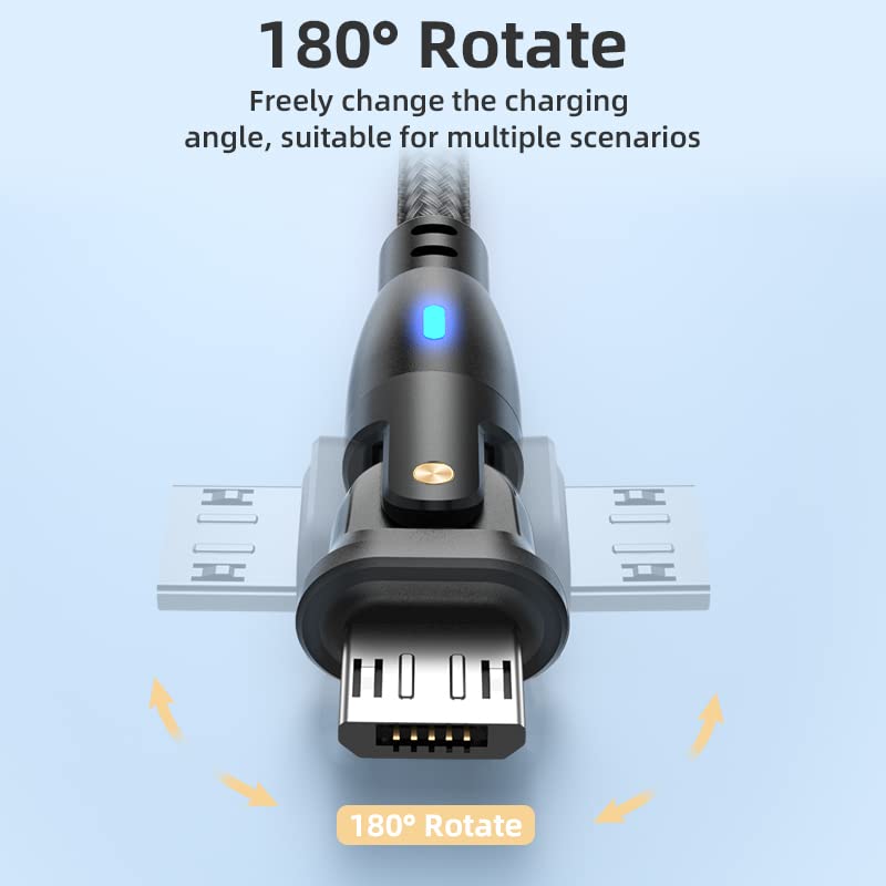 Micro Usb Cable L-shape [Set of 2] Double-sided Insert Micro USB Cable QC3.0/2.0 Compatible Up To 18W Fast Charging USB2.0 High Speed Data Transfer