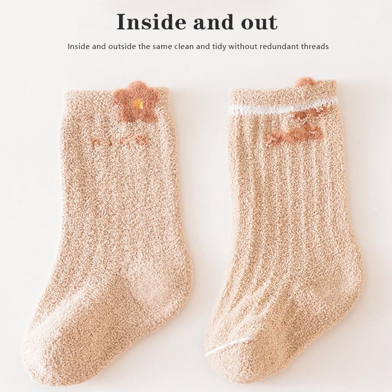 3 Pairs/Lot Baby Socks Autumn Winter Thick Newborn Socks Coral Velvet Infants Mid Tube Socks Children Socks For Boys And Girls