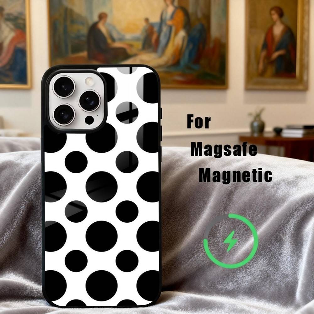 Чехол для телефона P-Polka D-Dot A-Art для iPhone17,16,15,14,13,12,11 Plus,Pro Max Магнитный Для Magsafe Беспроводной Зарядки