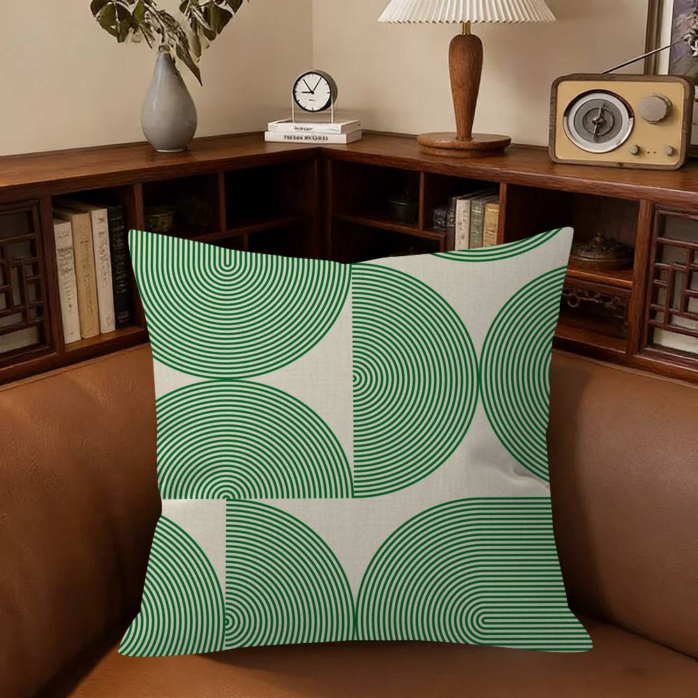 Abstract Green Bauhaus-Style Cushion Cover Car Throw Pillow Case For Sofa Car Christmas Gift