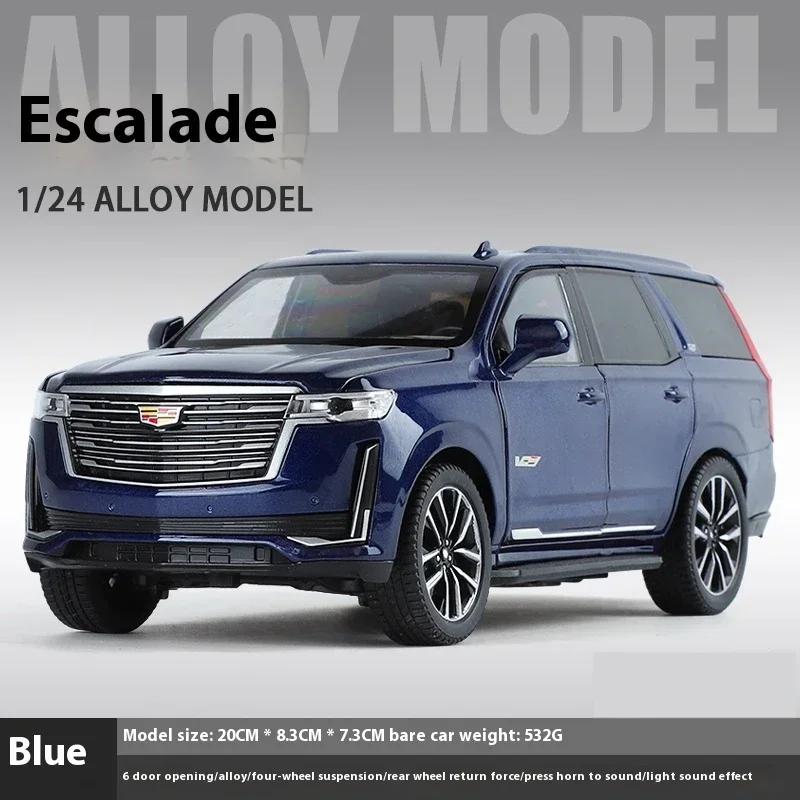 Simulation 1:24 Cadillac Escalade SUV Alloy Car Diecast Metal Model Sound & Light Toy Computer Desktop Ornaments Children Gift