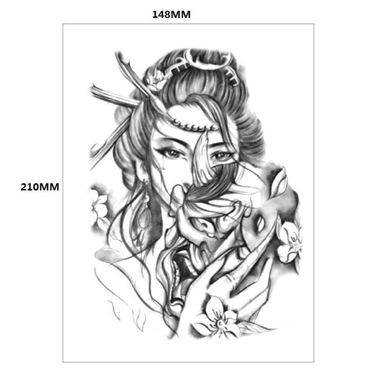 Традиционная красивая женщина персонаж слезы гейши цветная вода переводная цветочная рука анти-реальная татуировка наклейка татуировка