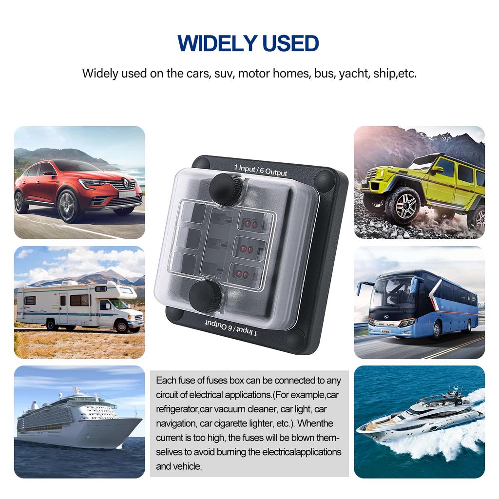 6-контактный блок с держателем коробки цепи заземления для защитной крышки светодиодная индикация болтовые клеммы для автомобиля морской низкий профиль отрицательная шина водонепроницаемый