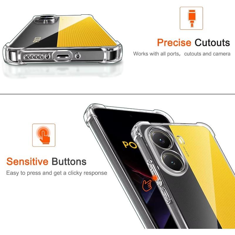 Противоударный чехол для телефона с подушкой безопасности для POCO X7 Pro 5G x7 Redmi Turbo 4, прозрачная задняя крышка из силикона и подушки безопасности для Redmi Note 14 Pro 14Pro+