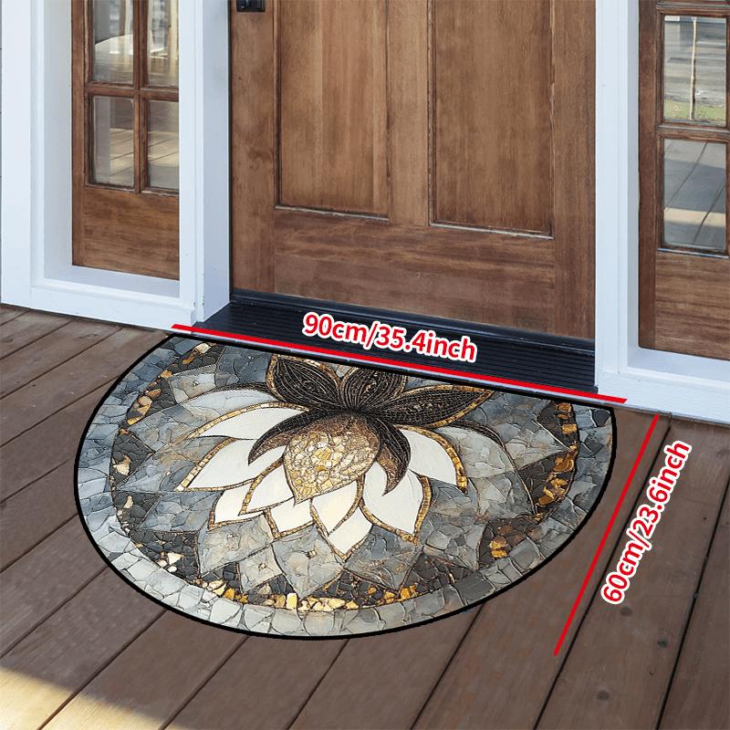 Colorful Artistic Flower Semi-Circular Carpet Soft Non-Slip Decorative Mat 2D Print Aesthetic Rug for Bedroom Living Room Home Accent