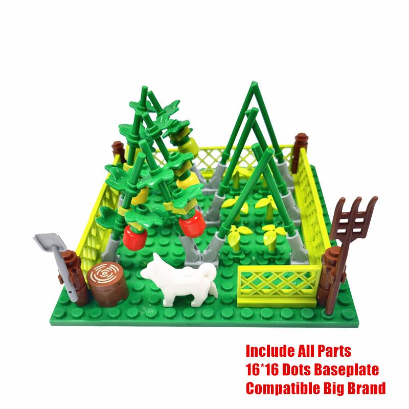 Farm Sunflowers Trees Bricks Blocks for Children MOC City Building Toys Animals Acc Bloques Compatible Classic Mini Blocks Parts