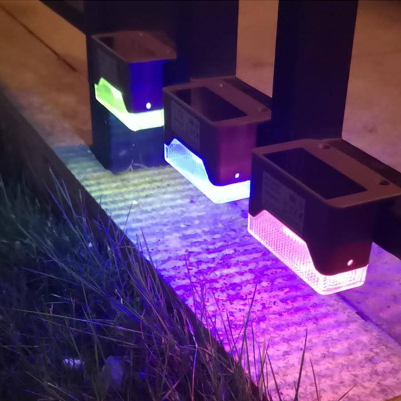 4PCS LED RGB 7Colors Change Solar Outdoor Waterproof Wall Light for Garden Yard Fence