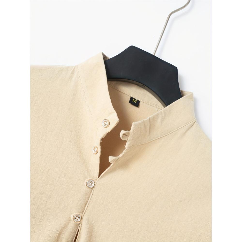 Осенние мужские топы ретро хлопок лен повседневные рубашки поло на пуговицах с длинными рукавами модные рубашки поло