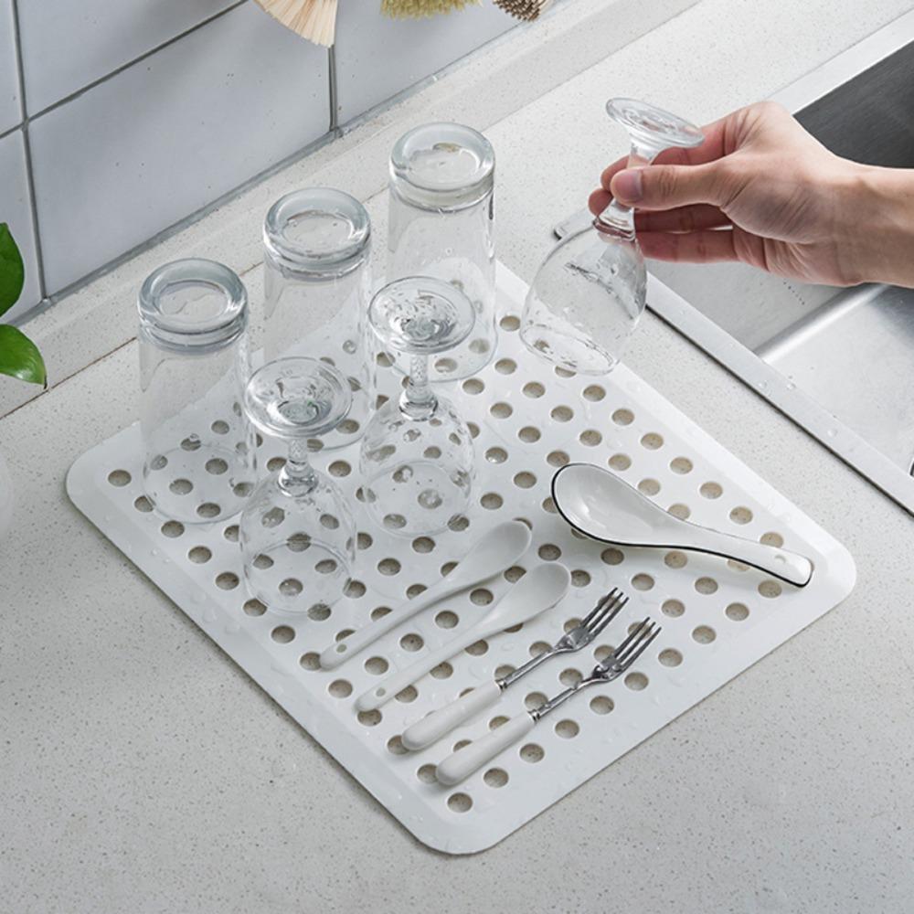 Anti-blocking Sink Drain Mat Hollow Dish Drying Mat Multifunctional Sink Protectors  Tableware