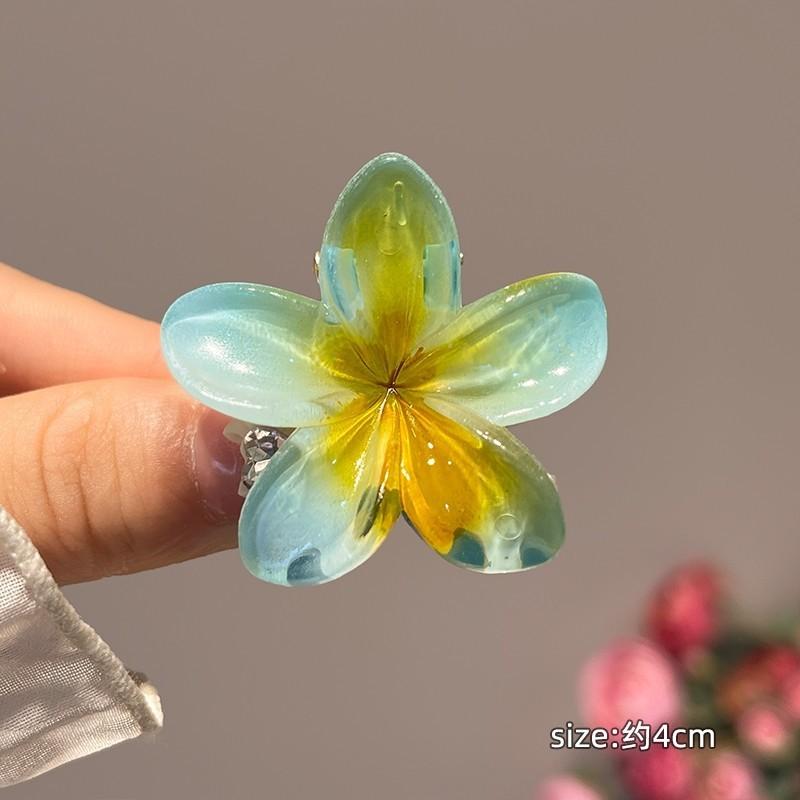 Colorful Butterfly Hair Clip for Women Sweet Flower Frangipani Hair Claw Clips Acetic Acid Hair Accessories Ponytail