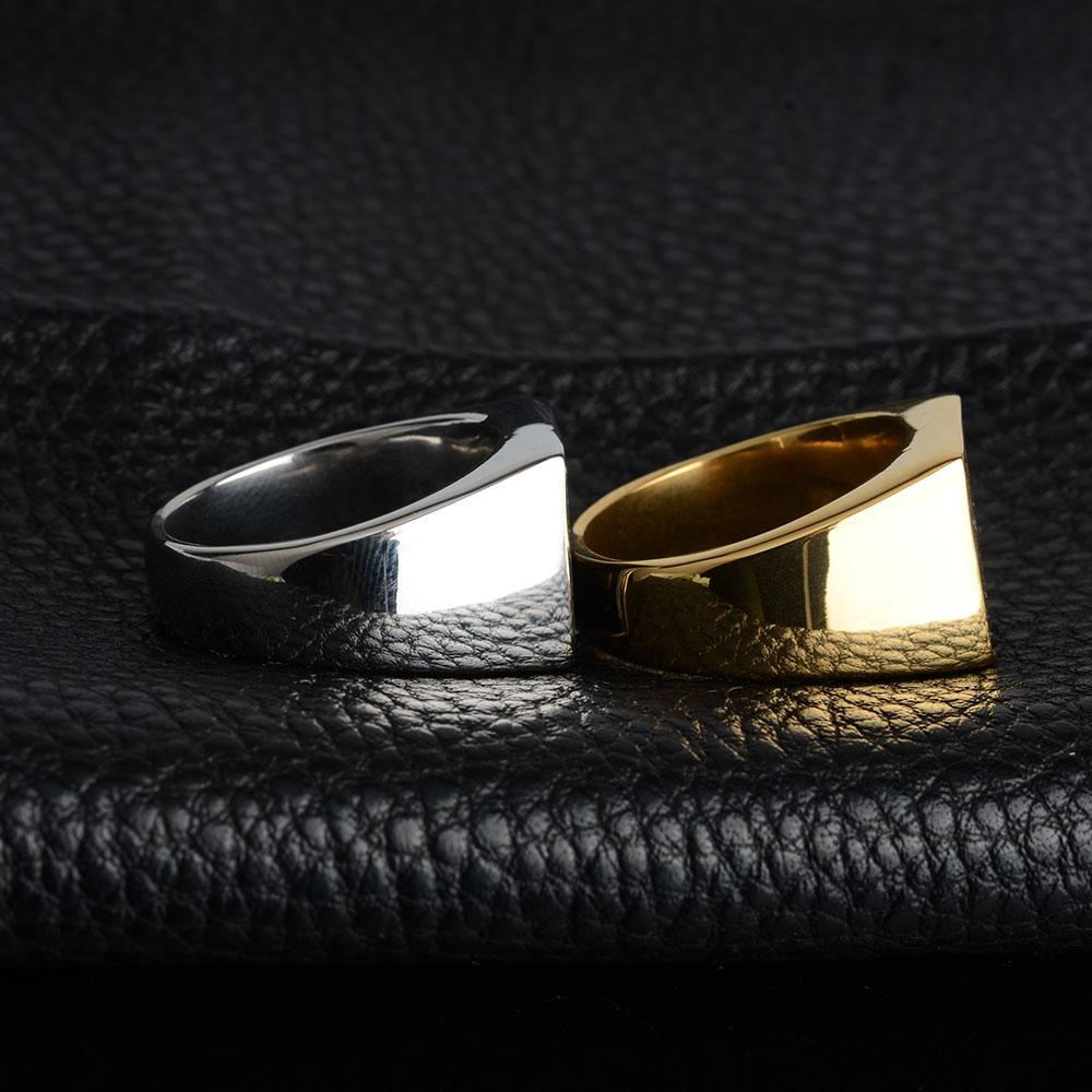 Men's Ring Smooth Stainless Steel Black Stone Gold Silver Color Rings for Men Party Jewelry