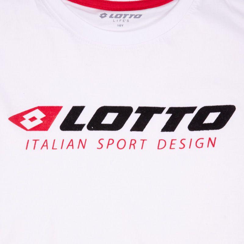 Cotton T-shirt Printed Logo Piping Sleeves Child LOTTO