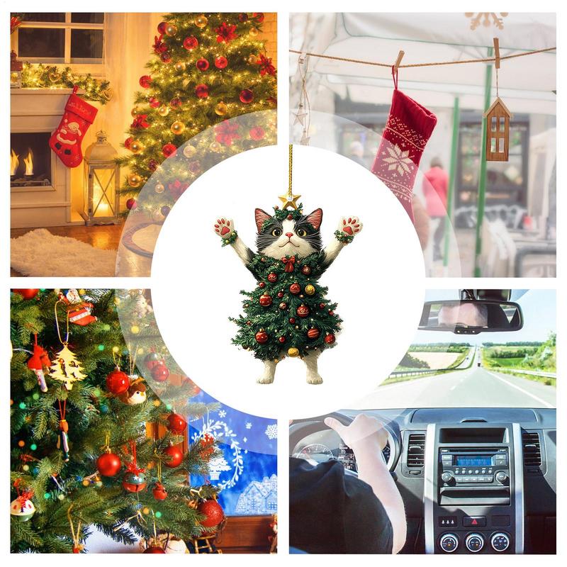 Милые кошачьи рождественские подвески для машины, рюкзака и рождественских украшений