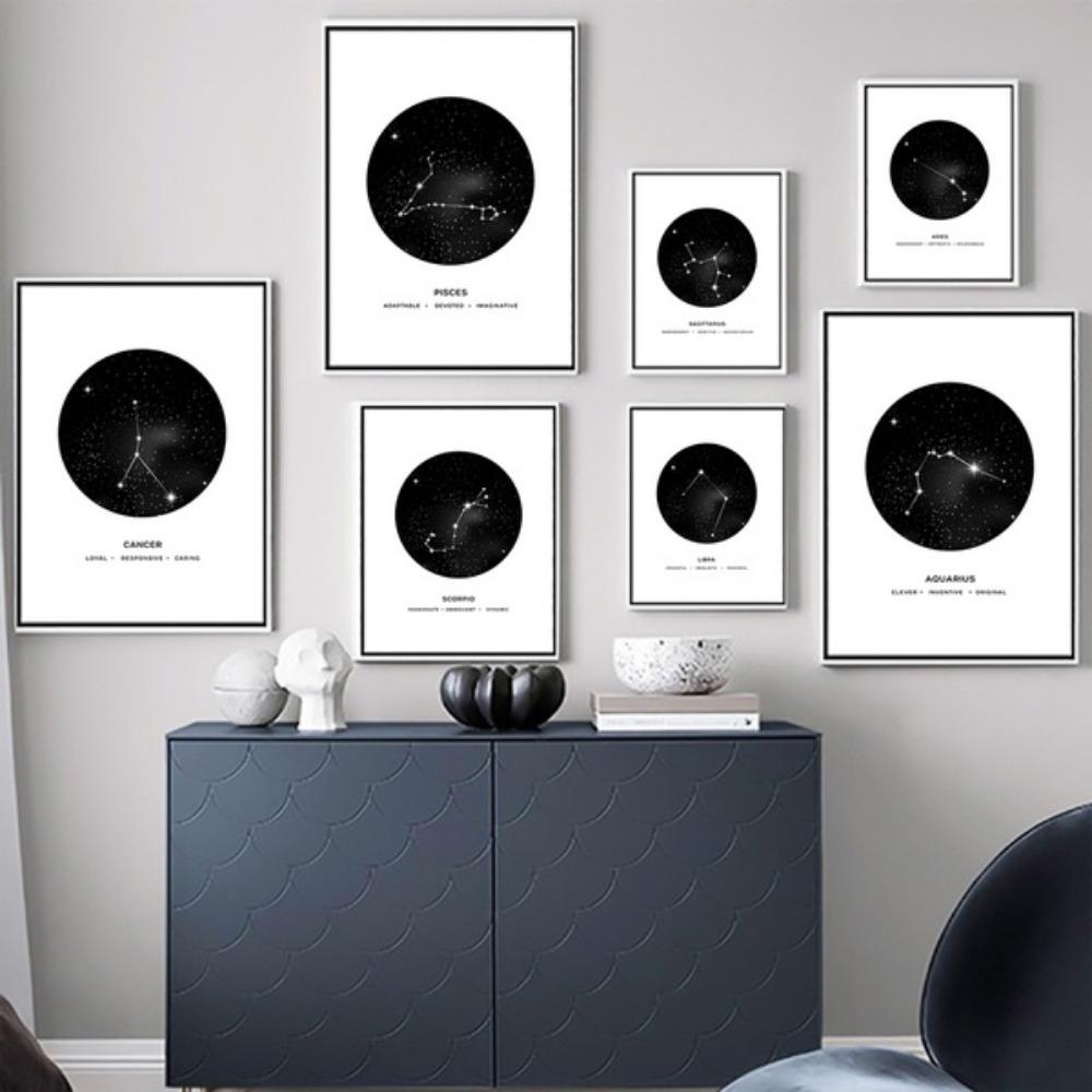 Созвездие настенное искусство холст постер скандинавский минималистский геометрический астрологический декор комнаты холст