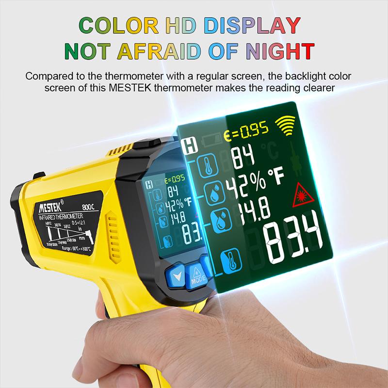 -50 до 800C Инфракрасный термометр Цифровой термометр Измеритель температуры Пирометр Гигрометр Тепловизор Термометр