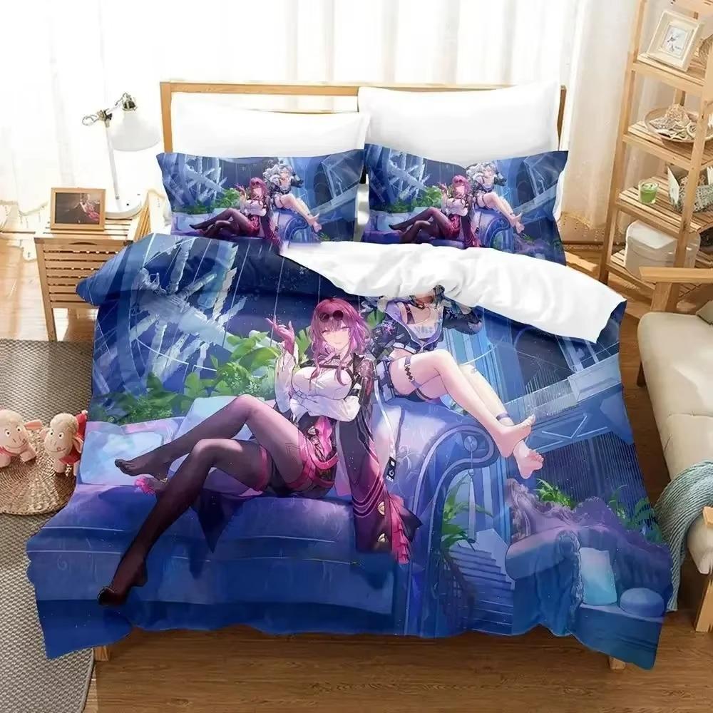 Anime Honkai Star Rail Bedding Set Duvet Cover Bed Set Quilt Cover Pillowcase Comforter King Queen Size Boys Adult Bedding Set