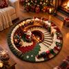 2D Flat Printed 3D Illusion Rug Santa Claus Xmas Home Decor Christmas Rug  Outdoor