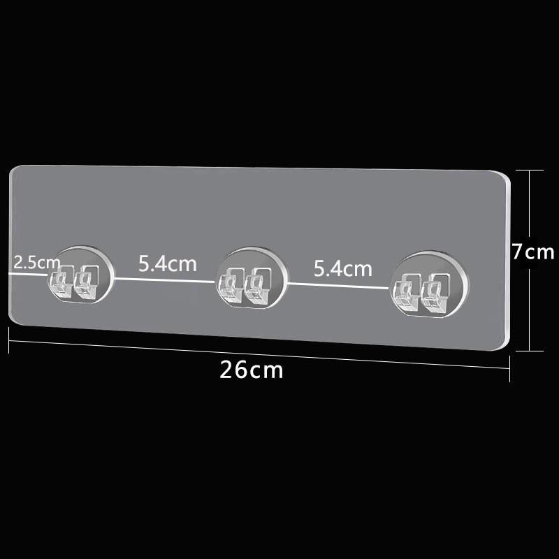Многослойная клейкая настенная полка для хранения с прозрачными крючками для ванной комнаты