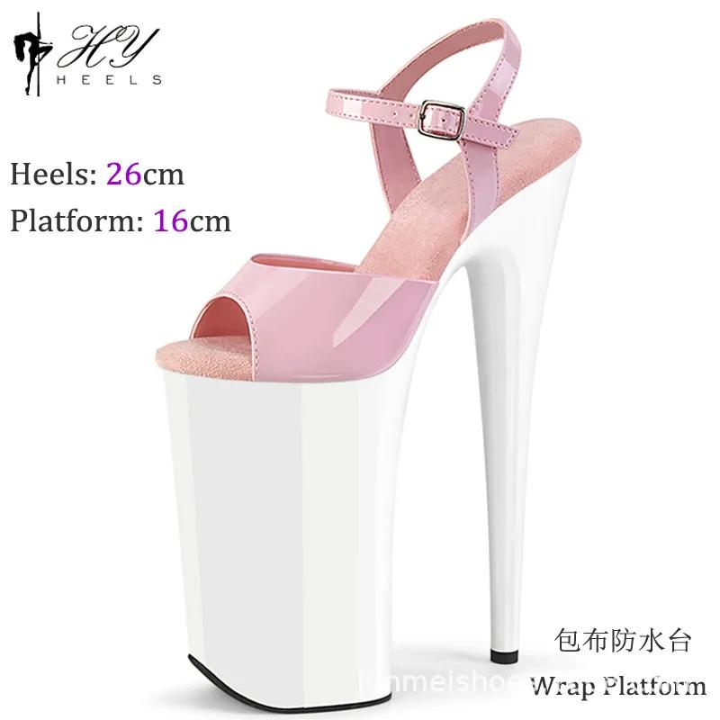 Мода 26 см Ночной клуб Стальная трубка Танцевальная обувь Водонепроницаемая платформа Тонкий каблук Ненависть Тяньгао Сценическая обувь Супер высокий каблук Модельное шоу Сандалии