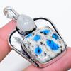 K2 Blue Azurite, Moonstone 925 Sterling Silver Jewelry Pendant 2.17" V4M86