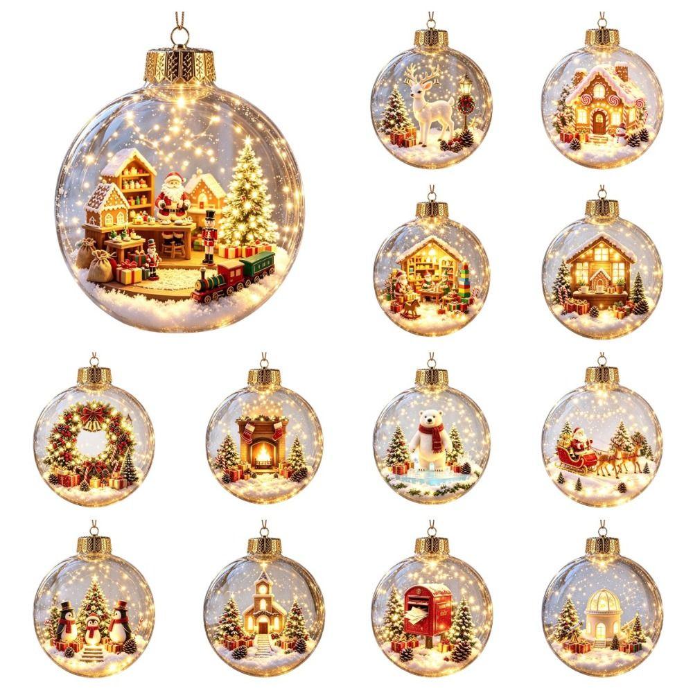 2D Flat Pattern 3D Acrylic Pendant Transparent Holiday Tree Decor Holiday Party