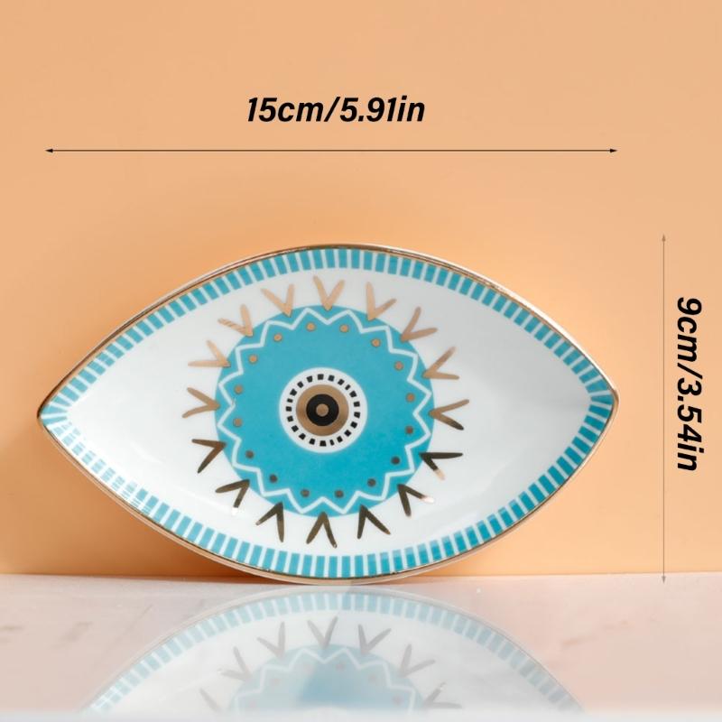 Многофункциональный креативный овальный поднос для украшений в форме глаза, прочный керамический держатель для колец, аксессуар для модных женщин