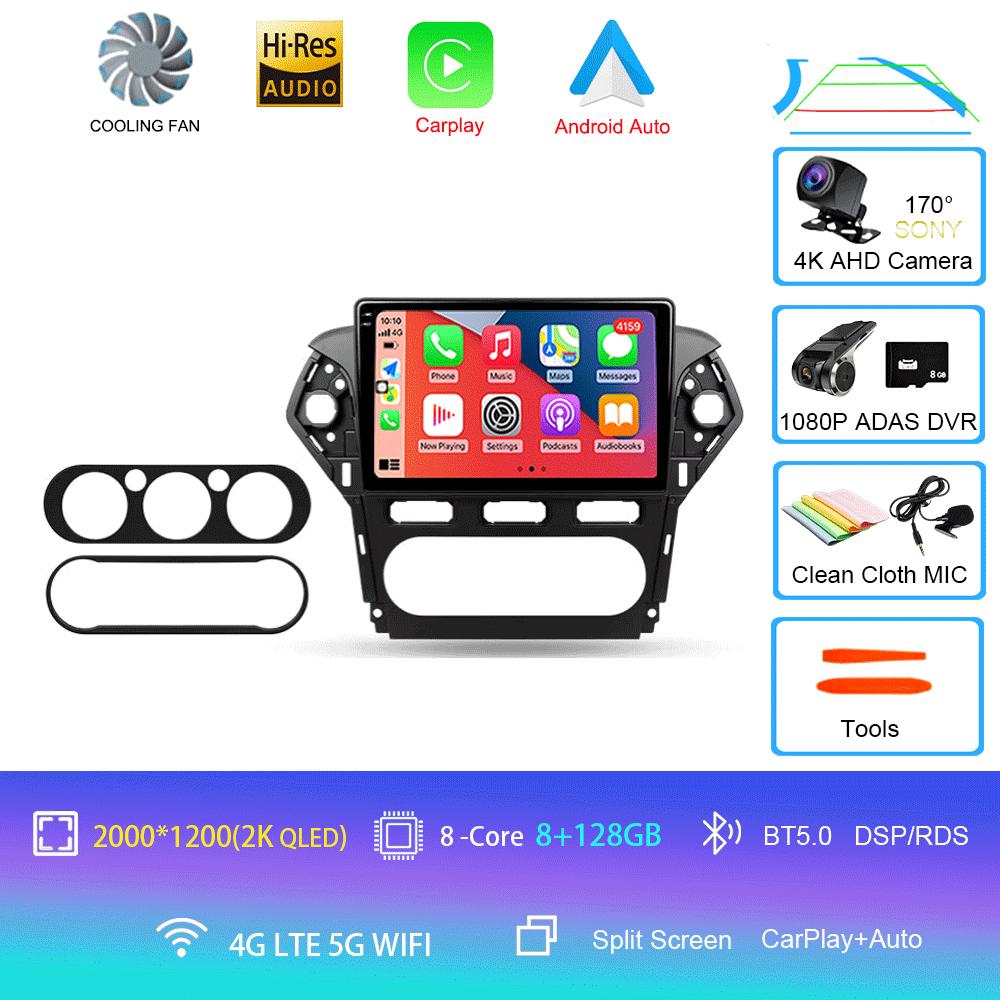 Автомагнитола Android 14 Carplay Auto 2K Экран Мультимедийный плеер Для Ford Mondeo 4 2011 - 2013 Автомагнитола GPS Стерео 2din Головное устройство