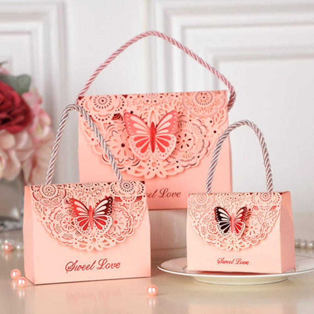 Paper Box Cutout Butterfly Candy Box with Handle Wedding Gift Packaging Box Birthday Party Gift