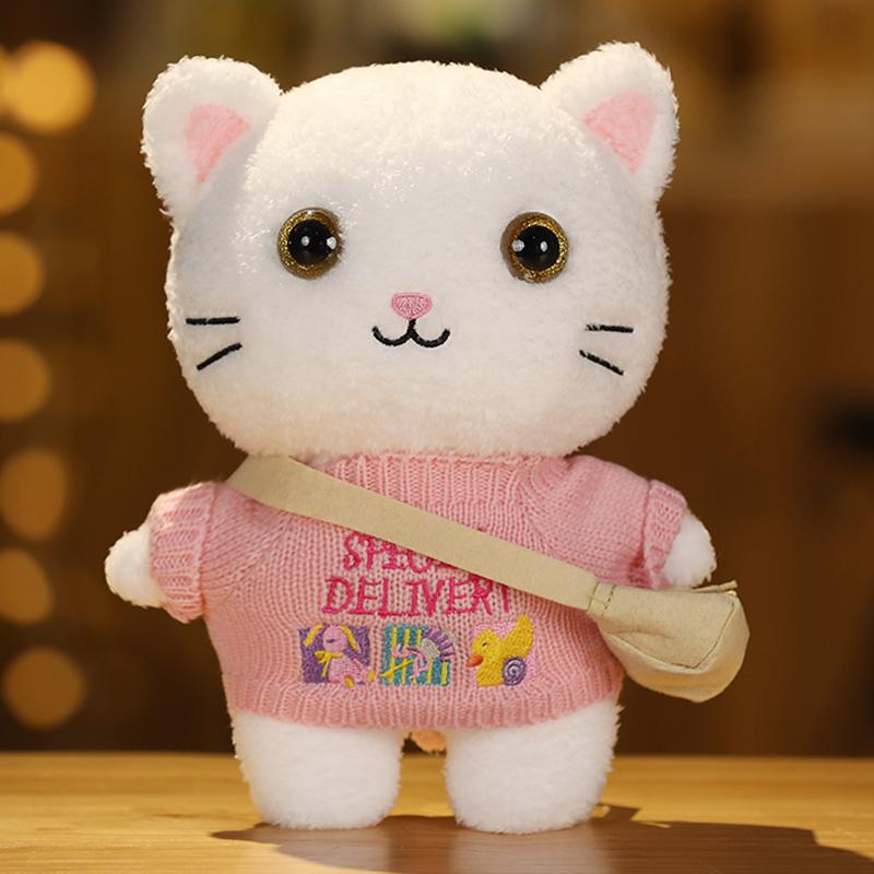 30 см Кафе Кот Маленькие Кошки Милая Подушка Плюшевая Игрушка Мягкая Кукла В Очках и Одежде Мультяшная Милая Игрушка