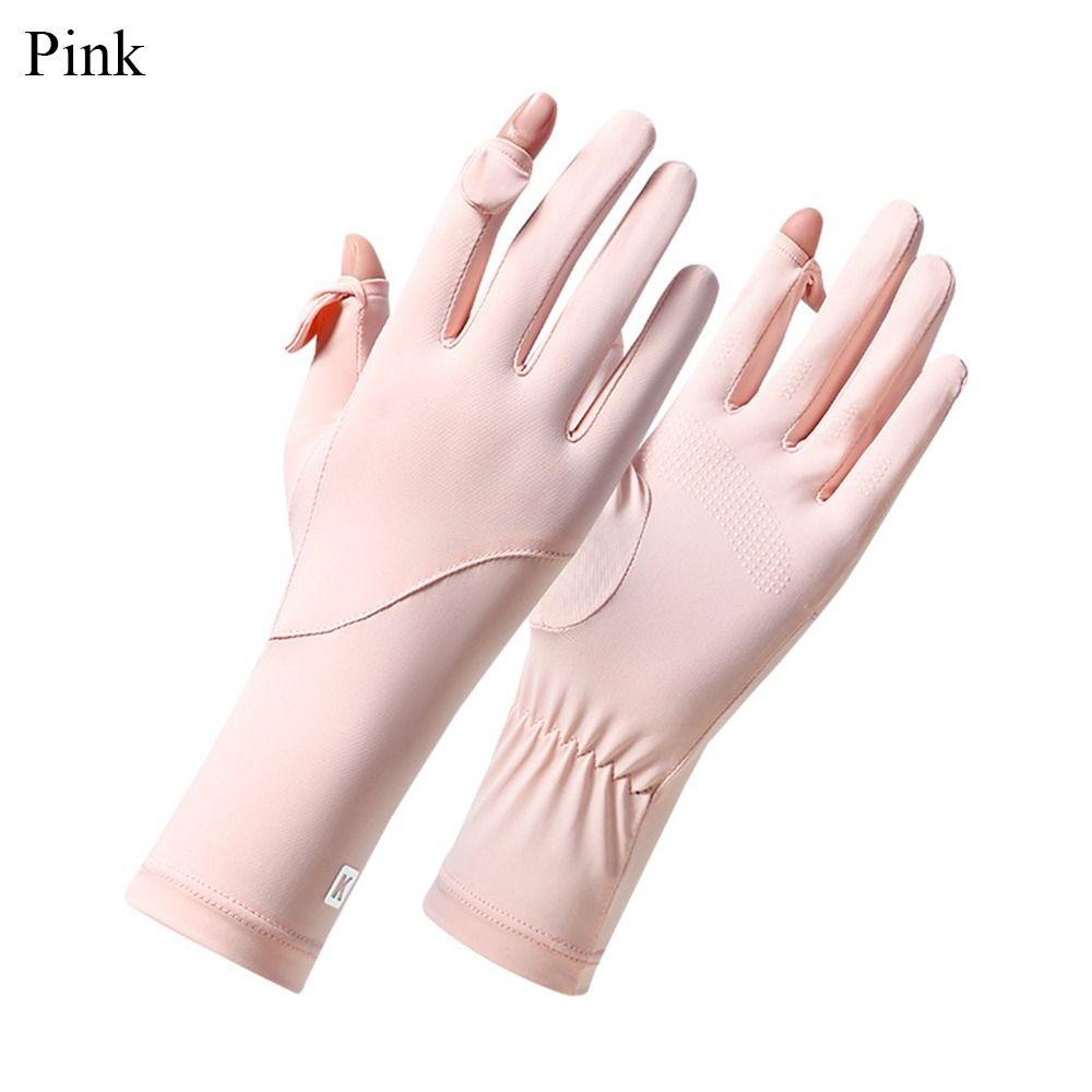 Солнцезащитные перчатки из ледяного шелка, тонкие, с защитой от УФ-лучей, варежки, модные перчатки для езды на велосипеде и вождения, лето, весна