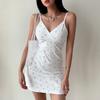 Summer Women V-neck Sleeveless Mini Dress Sling Floral Print High Waist Backless Party Dress Women Slim Fit Dress Streetwear