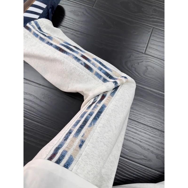 Mens Striped Sweatpants Straight Leg Slim Fit Casual Athletic Pants American Style