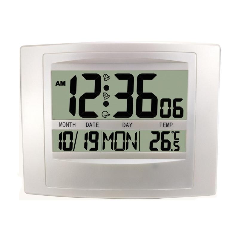 Большие цифровые настенные часы с дисплеем даты и недели, TEMP, 2 будильника, питание от батареек, функция повтора сигнала, настольные часы с 12/24-часовым электронным ЖК-будильником