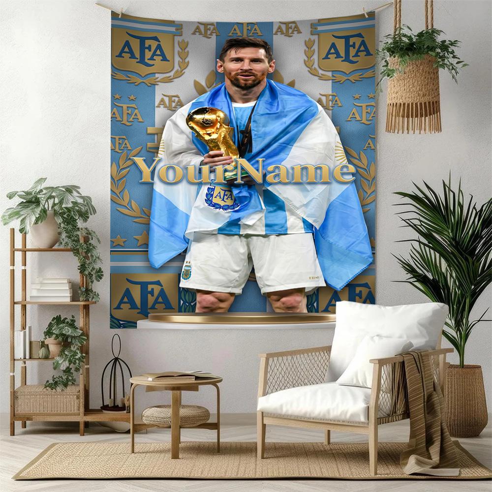 Messi Custom Your Name Wall Decor Tapestry Art For Pet Memorial Birthdaywedding Party Backdrop Family Gift