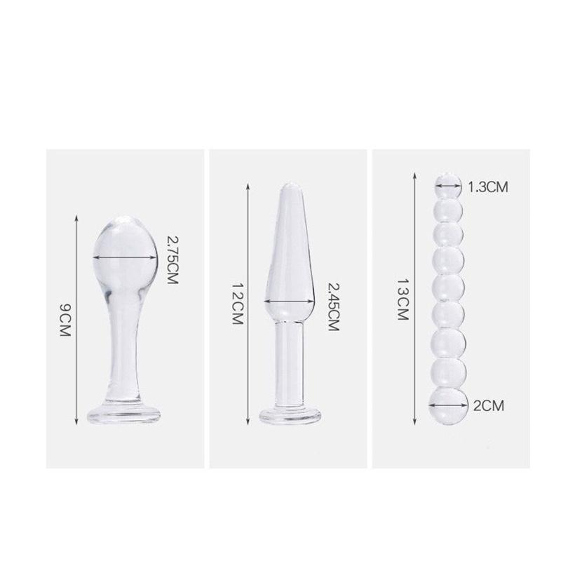 Кристально чистый стеклянный фаллоимитатор, анальные бусины, вилка, стимуляция точки G, женская мастурбация, секс-игрушки для взрослых для лесбиянок