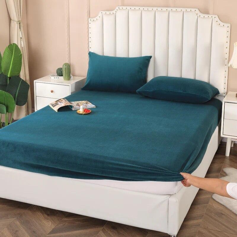 Регулируемая простыня из молочного бархата 135x190, простыня на резинке, 160x200, сплошной цвет, для зимней спальни