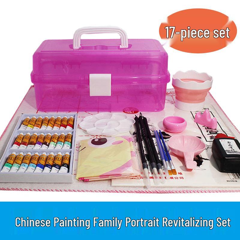 Полный набор для китайской живописи для начинающих: 12, 18 или 24 ярких цвета туши для акварели для семейных портретов и не только.