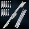 Folding Knife Stainless Steel Pocket Knife with 9 Disposable Blades Sharp Hobby Knife Craft Knife Kit