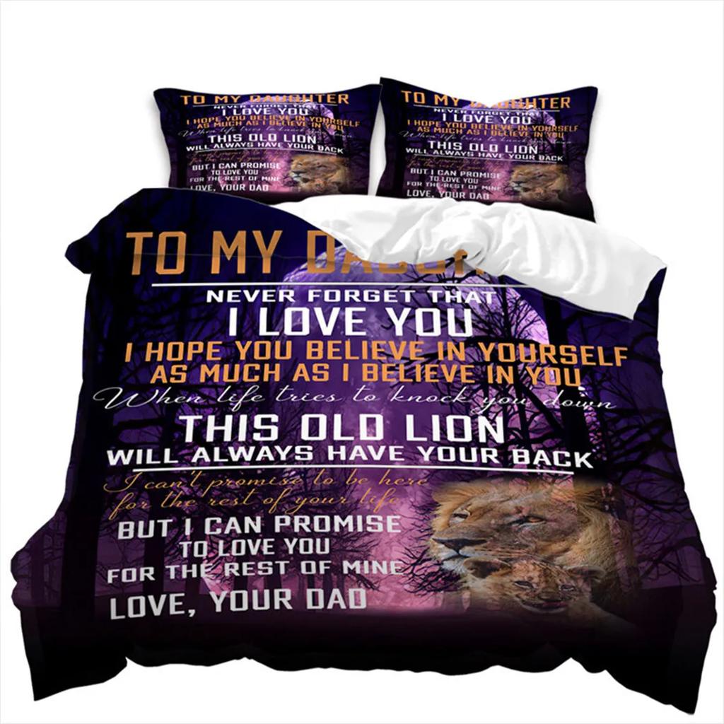 Letter Duvet Cover Abstract Word Print Wild Animal Theme The Meaningful Gift for Family and Friend Bedroom Decoration Queen Size