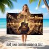 Music Guitar Theme Beach Towel Personalized Custom Name & Text Soft Quick Dry Beach Towel for Swimming Travel