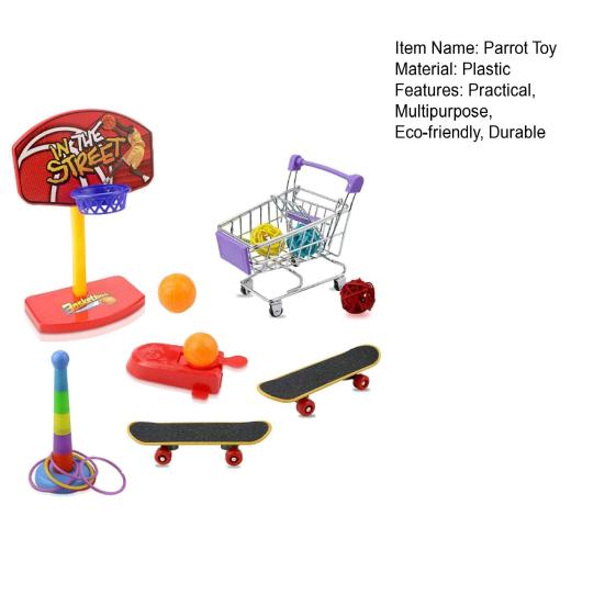 Parrot Stacking Toys Set Eco-friendly No Odor Colorful Basketball Toy Mini Shopping