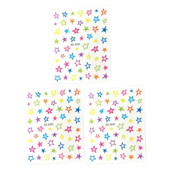 3 шт. маникюрные наклейки не выцветающие декоративные ПВХ изысканные красочные пятиконечные звезды дизайн ногтей накладки для девочек
