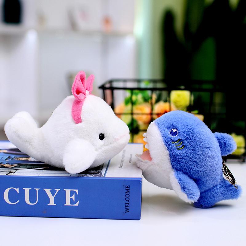 Cute Marine Animals Seal Shark Whale Plush Toy Keychain Bag Pendant Kids Gifts