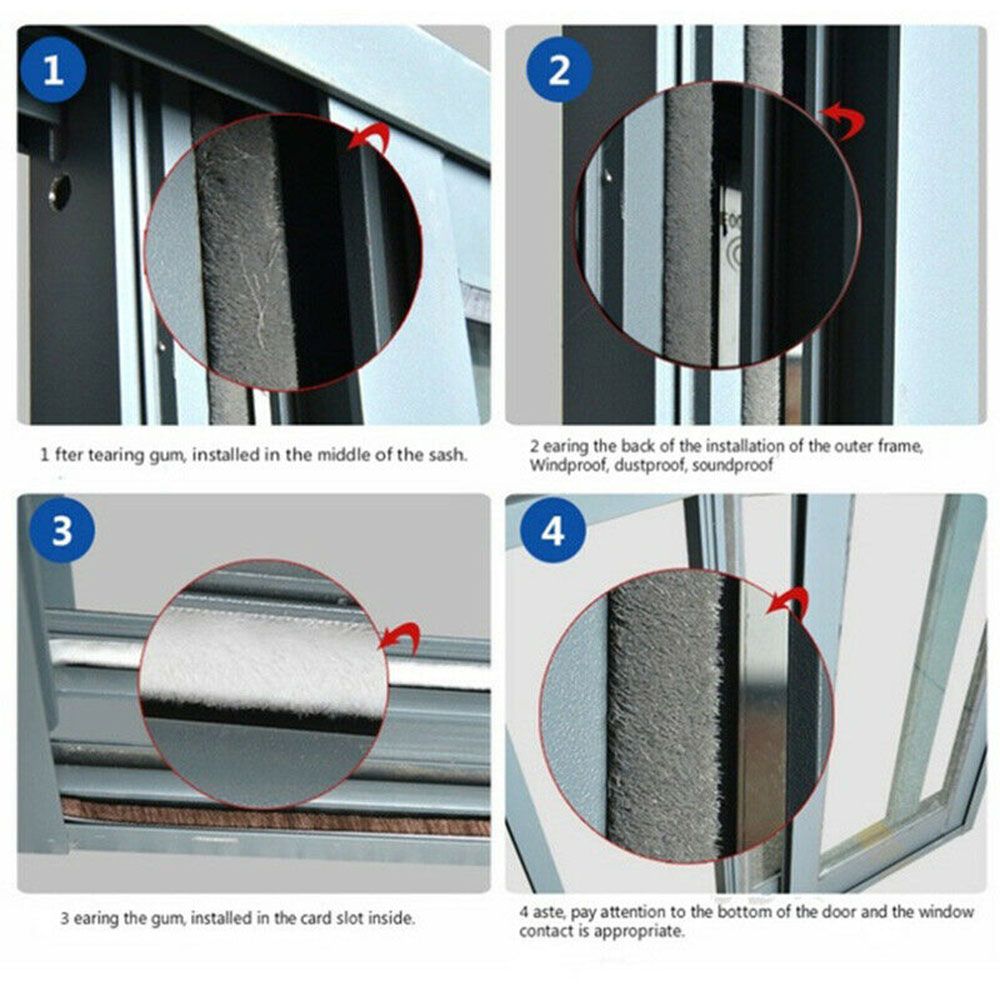 Tape Door Strip Windproof Pile Weatherstrip Sealing Strip Self Adhesive Door and window seal
