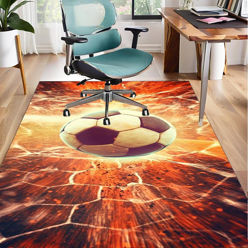 Flaming Soccer Ball Office Rug Chair Mat, Entryway Carpet, Suitable for Front Door, Bedroom, Living Room, Desk, Holiday Gift