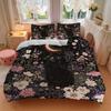 3pcs Creative Black Cat Flowers Starry Sky Pattern Bedding Three-Piece Set (No Fillings), Soft and Comfortable M038