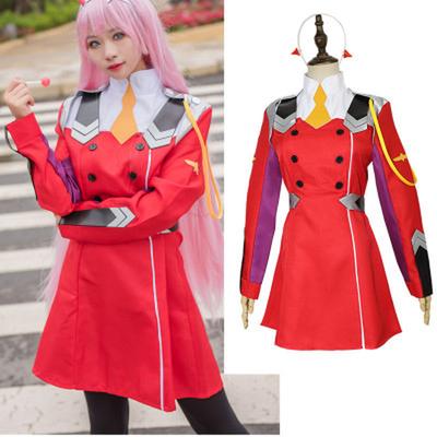 02 Зеро Ту Косплей Костюм DARLING In the FRANXX Косплей DFXX Женский Костюм Полные Комплекты Платье Головной Убор Парик